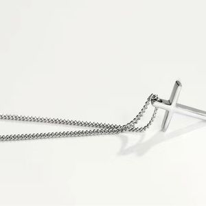 Minimalist silvery cross necklace